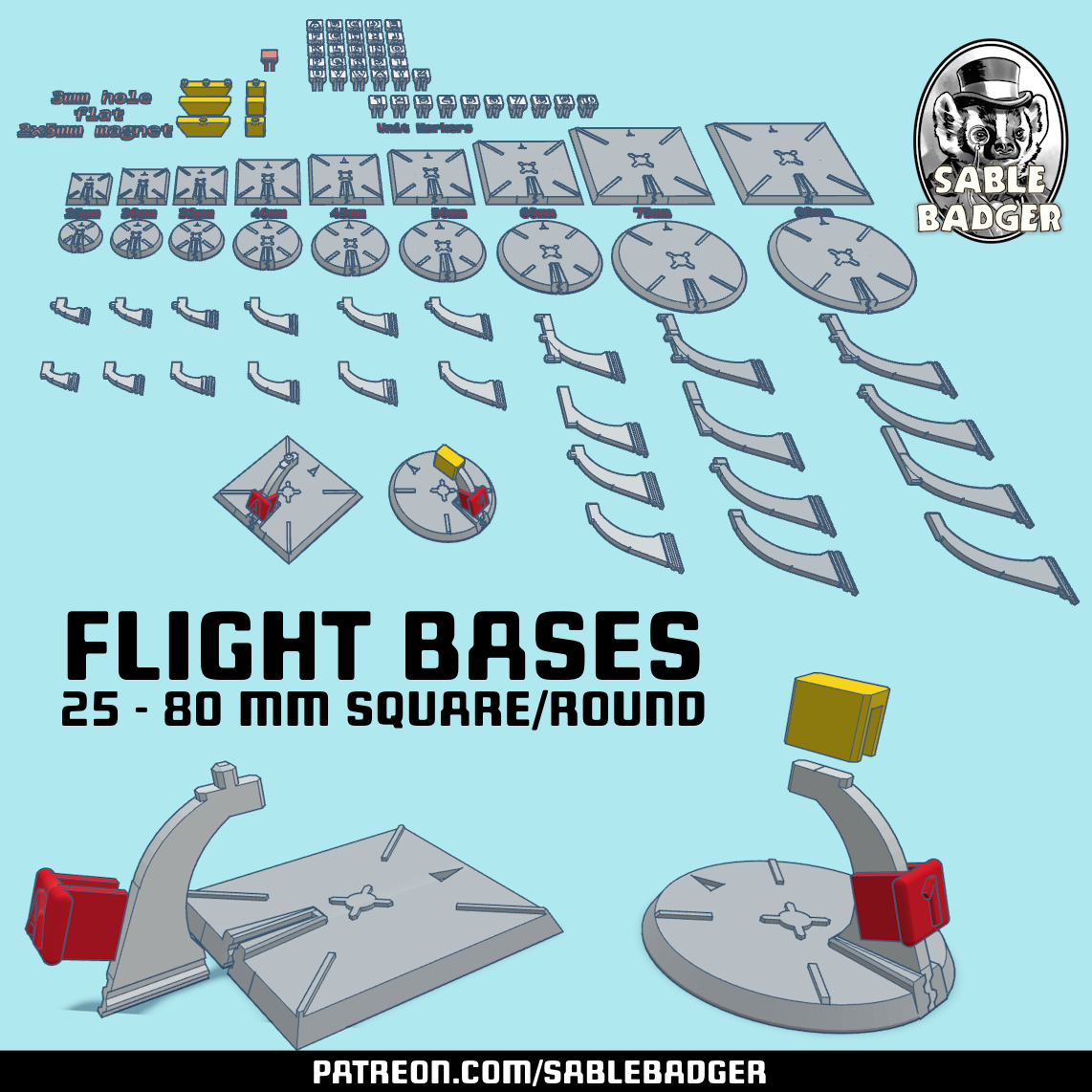 Flight Bases for Models, Spaceships, or Airships.